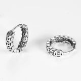 Vintage 925 Sterling Silver Hoop Earrings Pattern Earring for Women