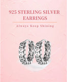 Vintage 925 Sterling Silver Hoop Earrings Pattern Earring for Women