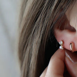 925 Silver Pearl Twist Hoop Earrings Zircon Party Jewelry