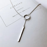 Vintage 925 Silver Circle Strip Chain Pendant Necklace Choker