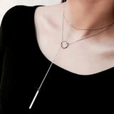 Vintage 925 Silver Circle Strip Chain Pendant Necklace Choker