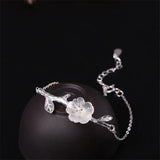 Vintage 925 Silver Link Chain Bracelet Crystal Women Adjustable Plum Bracelet