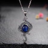 925 Silver Necklace with Oval 8x10MM Kyanite Pendant