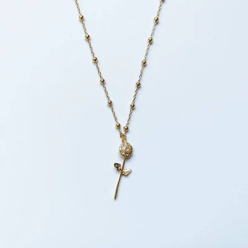 925 Silver Sunflower Pendant Necklace Women