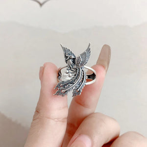Vintage 925 Silver Phoenix Drop Earrings Ethnic Statement Jewelry EH190