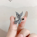 Vintage 925 Silver Phoenix Drop Earrings Ethnic Statement Jewelry EH190