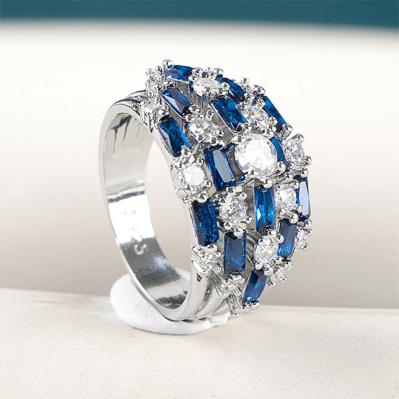 925 Silver Rings Women 5a Zircon Engagement Fine Jewerly Size 6-10