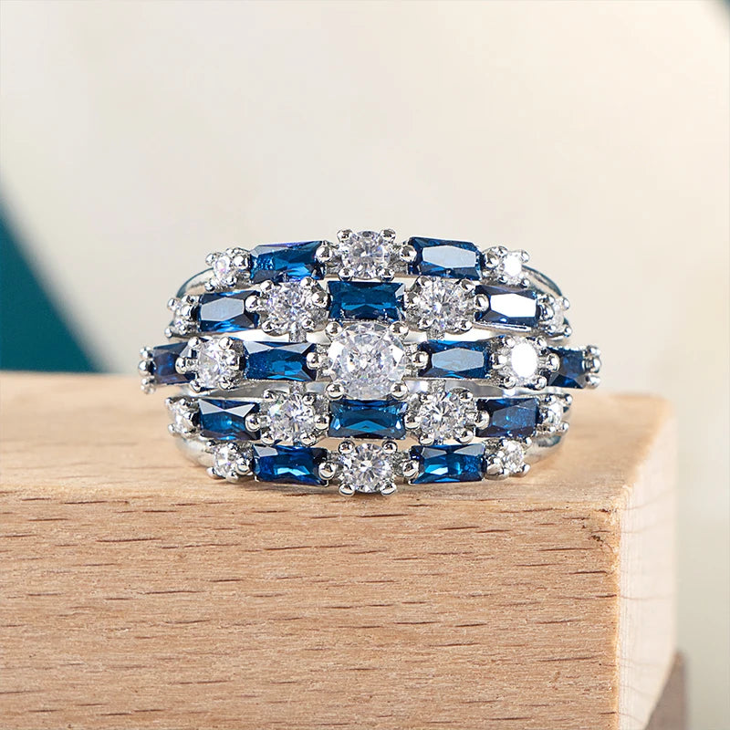 925 Silver Rings Women 5a Zircon Engagement Fine Jewerly Size 6-10