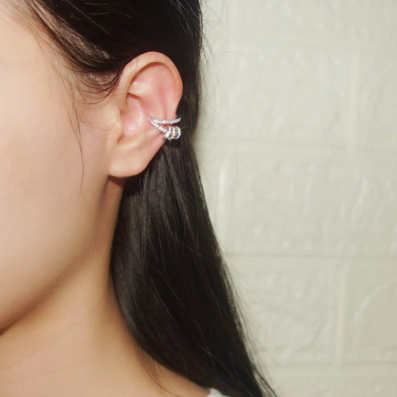 925 Silver Zircon Clips Earring Wedding Party Gift