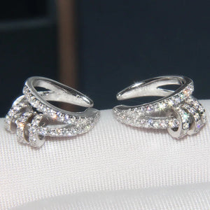 925 Silver Zircon Clips Earring Wedding Party Gift