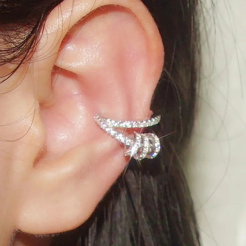 925 Silver Zircon Clips Earring Wedding Party Gift