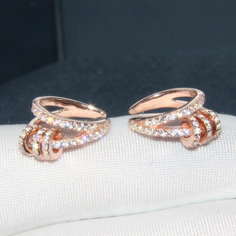 925 Silver Zircon Clips Earring Wedding Party Gift