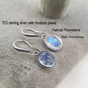 925 Silver Moonstone Drop Dangle Earrings for Women Girls