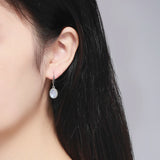 925 Silver Moonstone Drop Dangle Earrings for Women Girls