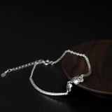 925 Sterling Twin Flowers Chain Bracelet Silver Adjustable
