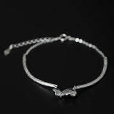 925 Sterling Twin Flowers Chain Bracelet Silver Adjustable
