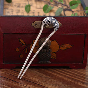 925 Thai silver peony hanfu hair accessory U-shaped Hairpin