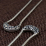 925 Thai silver peony hanfu hair accessory U-shaped Hairpin