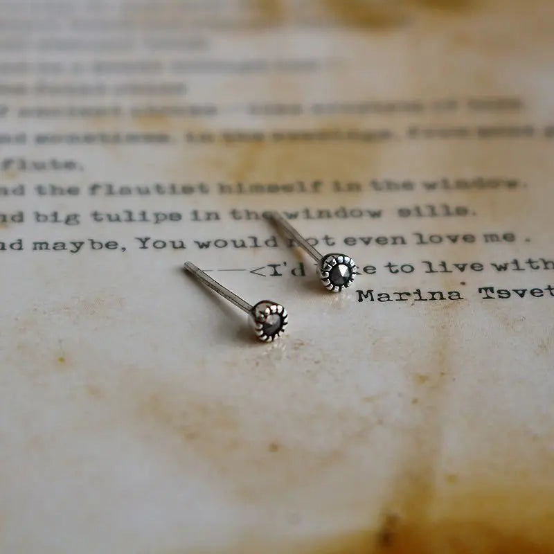 Vintage 925 Silver Mini Stud Earrings for Men Women
