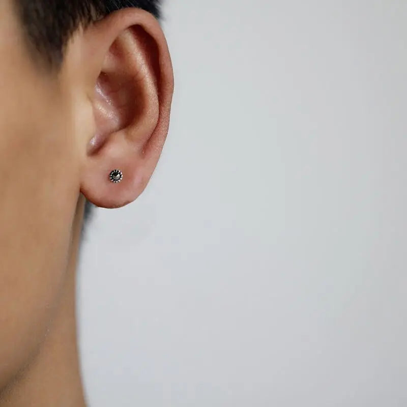 Vintage 925 Silver Mini Stud Earrings for Men Women