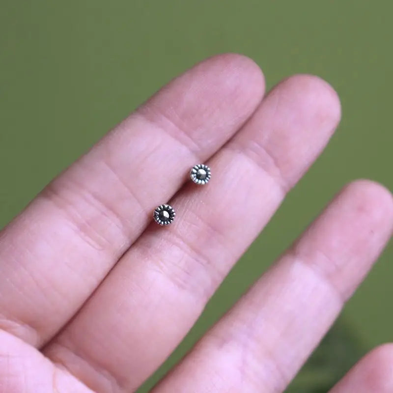 Vintage 925 Silver Mini Stud Earrings for Men Women