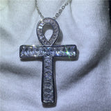Vintage ANKH Cross Pendant Sterling Silver Chain Necklace