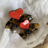 Vintage Heart Hair Clips for Women Geometric Crab Clamps Leopard Hair Clip
