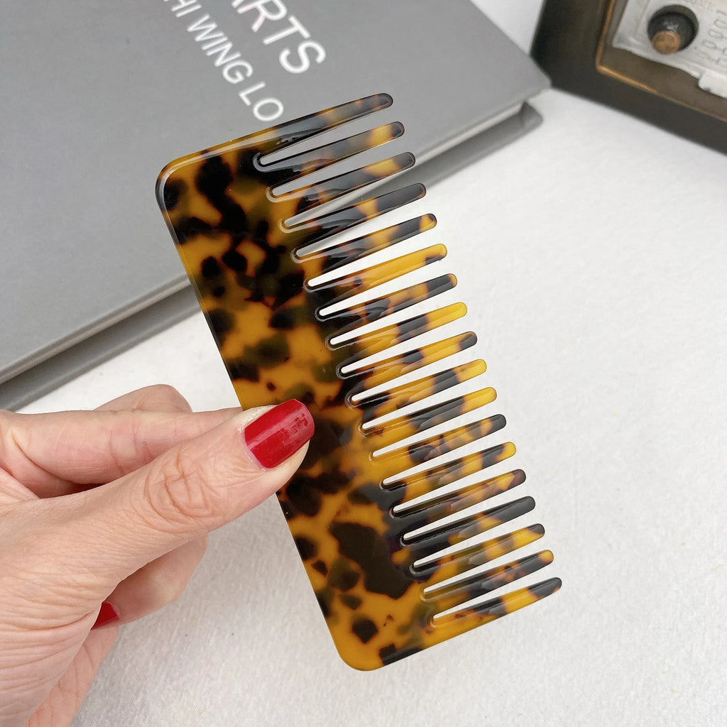 Vintage Acetate Leopard Print Hair Comb Hair Brush Hairdress Hair Styling Tool