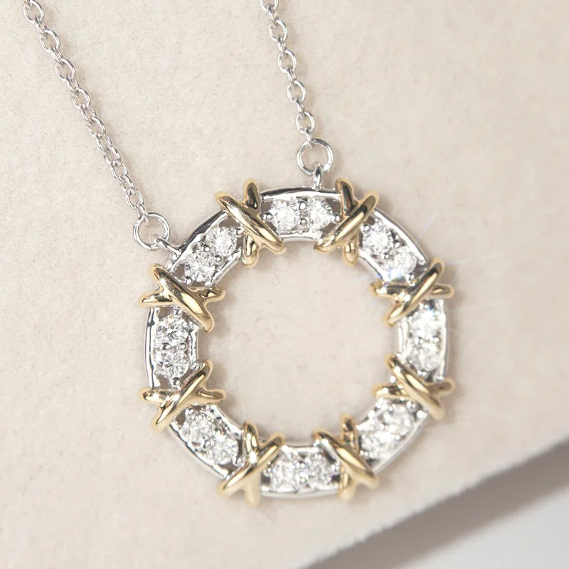 Vintage 925 Sterling Silver Pendant Diamond Cz Choker Necklace