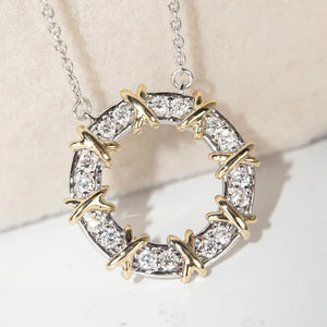 Vintage 925 Sterling Silver Pendant Diamond Cz Choker Necklace