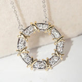 Vintage 925 Sterling Silver Pendant Diamond Cz Choker Necklace