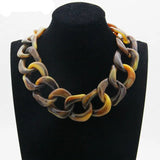 Vintage Acrylic Long Chain Choker Necklace Chunky Link Chains Collar Necklace