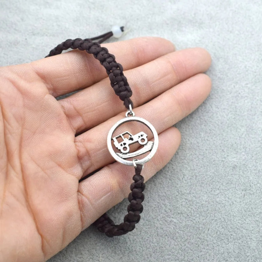 Vintage Adjustable Braid Rope Charm Bracelet for Jeep Lovers