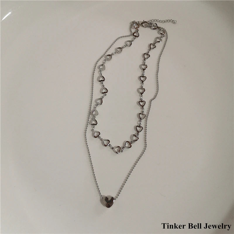 Vintage Butterfly Love Heart Angel Pearl Pendant Necklace