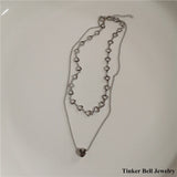Vintage Butterfly Love Heart Angel Pearl Pendant Necklace