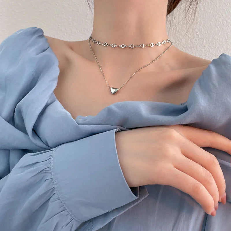 Vintage Butterfly Love Heart Angel Pearl Pendant Necklace