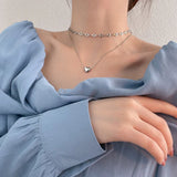 Vintage Butterfly Love Heart Angel Pearl Pendant Necklace