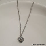Vintage Butterfly Love Heart Angel Pearl Pendant Necklace