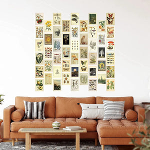 Botanical Cottagecore Collage Art Posters - 50 Mini Posters for Photo Wall