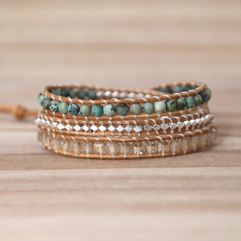 Vintage African Turquoise 3 Strand Wrap Bracelet