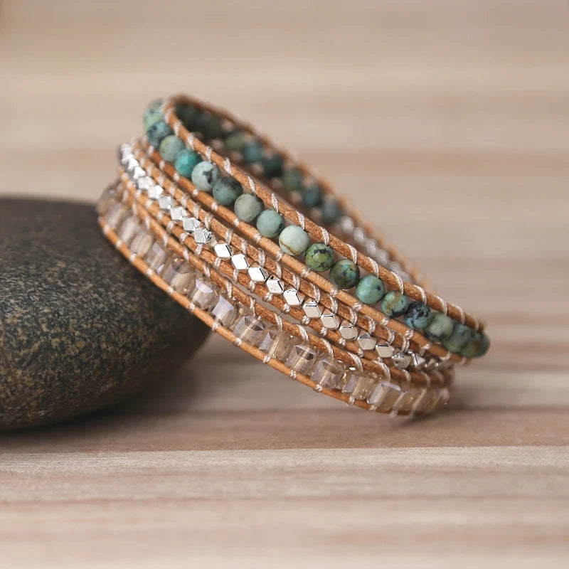 Vintage African Turquoise 3 Strand Wrap Bracelet