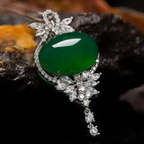 Vintage Agate Diamond Pendant 925 Sterling Silver Charm Necklace