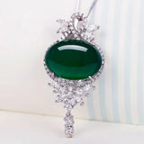 Vintage Agate Diamond Pendant 925 Sterling Silver Charm Necklace