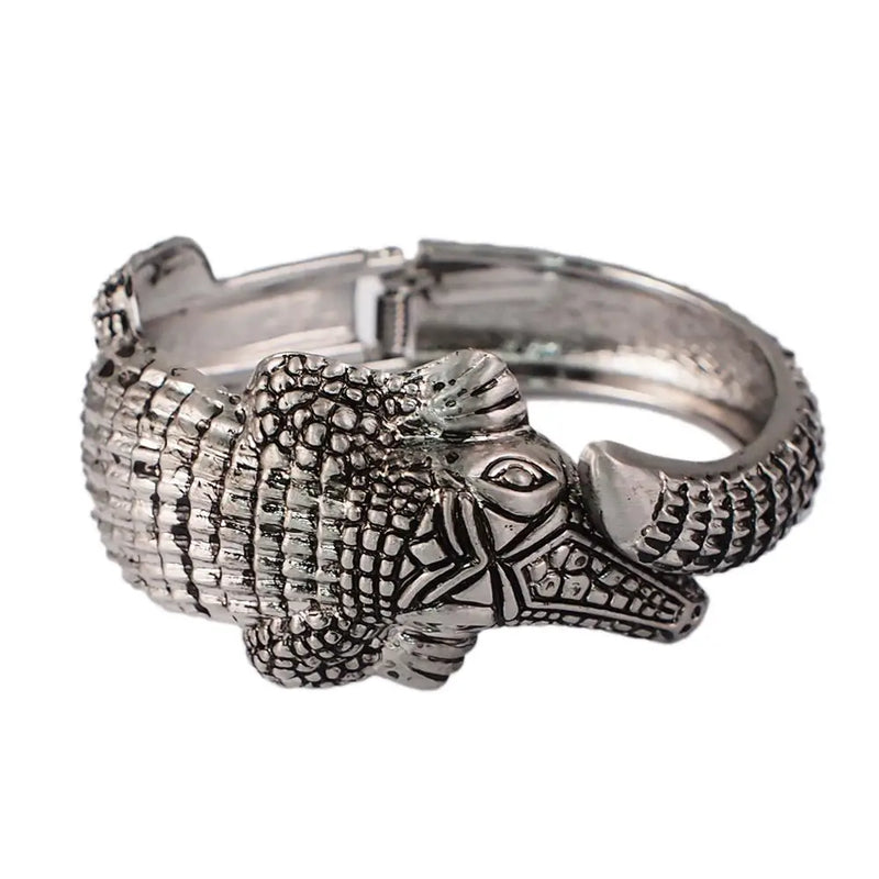 Vintage Alloy Crocodile Shaped Bangle Bracelet for Women