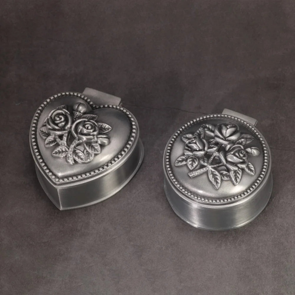 Vintage Alloy Jewelry Box Heart-Shaped 9*7*4.5cm Rings Pendants Necklace