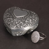 Vintage Alloy Jewelry Box Heart-Shaped 9*7*4.5cm Rings Pendants Necklace
