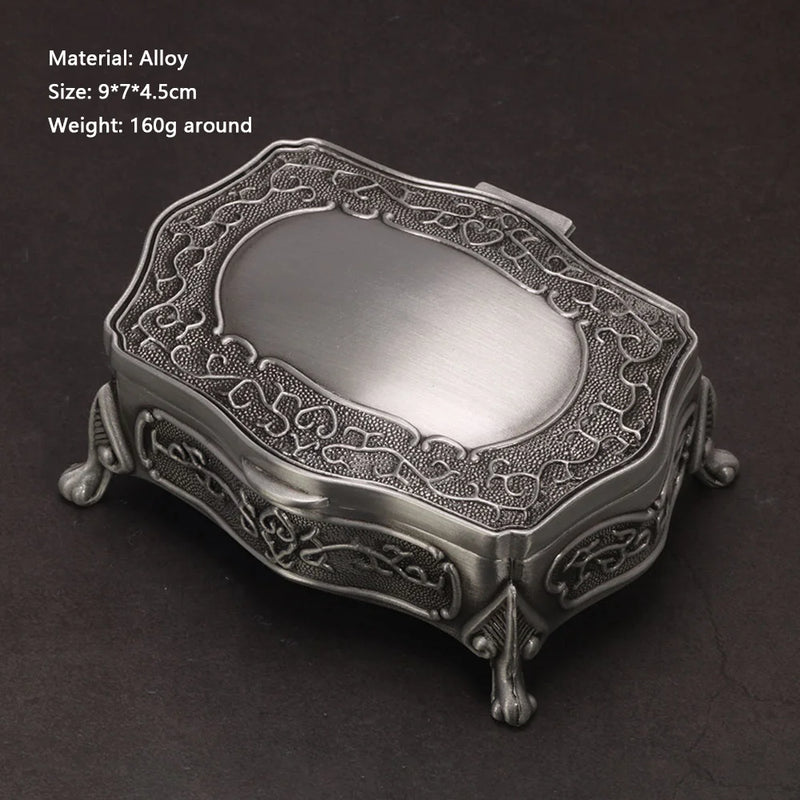 Vintage Alloy Jewelry Box Heart-Shaped 9*7*4.5cm Rings Pendants Necklace
