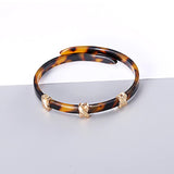 Vintage Amber Resin Bracelet Geometric Acrylic Metal Buckle Adjustable Bangle