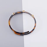Vintage Amber Resin Bracelet Geometric Acrylic Metal Buckle Adjustable Bangle