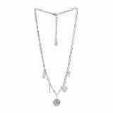 Vintage American Lucky Angel Cross Pendant Necklace Long Chain Sweater